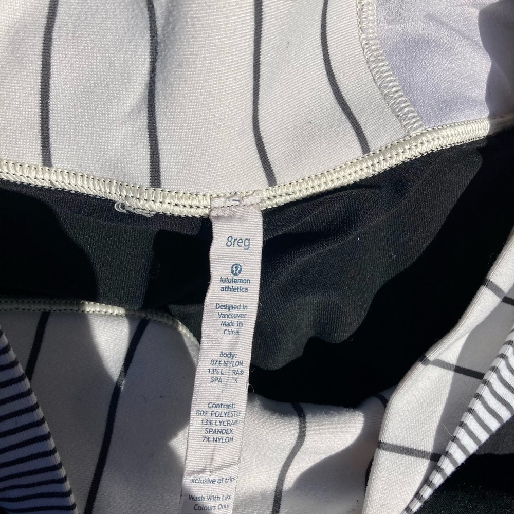 Lululemon Athletica Black and White Striped Leggings Pants - Picture 2 of 3